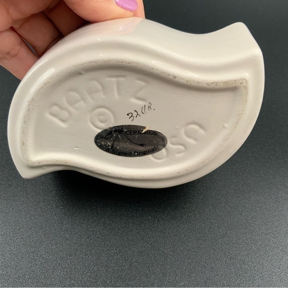 Signed Barbara Baatz USA Pottery Blossom Art Trinket Box Minimalist MCM - Picture 6 of 7